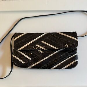 Vintage 80s DAME DAVID MEHLER Patchwork Snakeskin Clutch Shoulder Bag